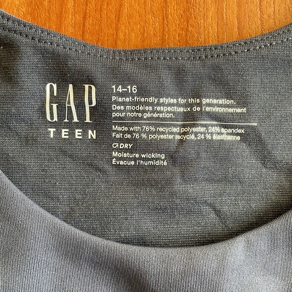 NWT GAP Teen workout tank top Gray Blue - Picture 2 of 2